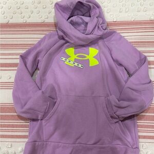 Under Armour Purple Sweatshirt with Large Hood and Neon Logo